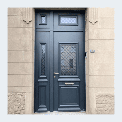 Porte entree aluminium Athena avec tierce et imposte