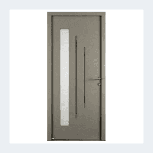 Porte d’entrée aluminium – Modèle Condor – Gris Perle RAL 2008