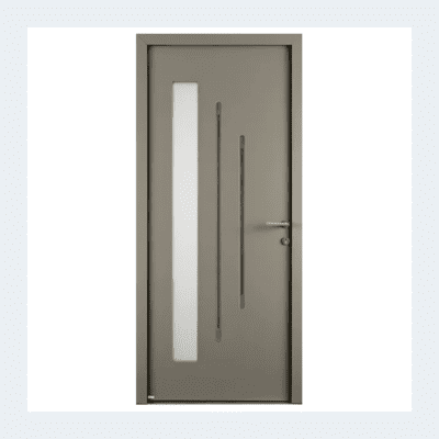 Porte d’entrée aluminium – Modèle Condor – Gris Perle RAL 2008