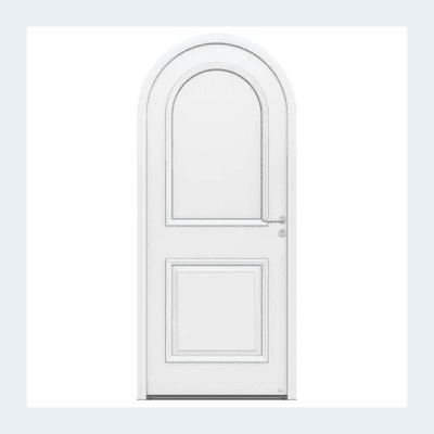 Porte d'entrée cintrée mixte alu/bois - Modèle Iris - Rouge texturé RAL 3004 – Image 6