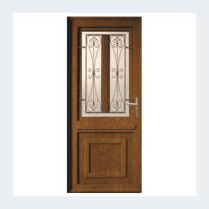Porte d'entrée PVC - Modèle RHONE - Chêne doré