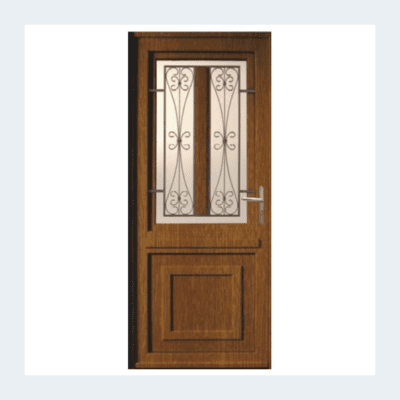 Porte d'entrée PVC - Modèle RHONE - Chêne doré