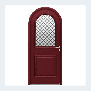 Porte d'entrée mixte alu/bois - Modèle Artémis - Rouge texturé RAL 3004