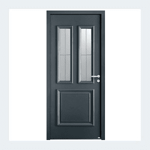 Porte d'entrée mixte alu/bois - Modèle Flavie mixte - Gris texturé RAL 7016