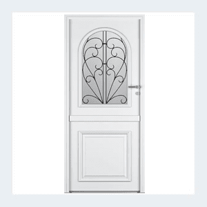 Porte d'entrée mixte alu/bois - Modèle Bocage 3 - Blanc RAL 9016