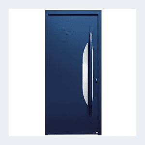 Porte d'entrée mixte alu/bois - Modèle Azur - Bleu texturé RAL 5003