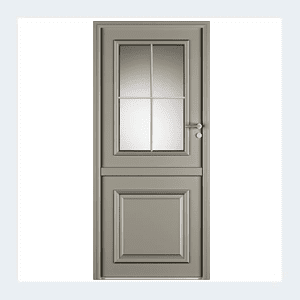 Porte d'entrée mixte alu/bois - Modèle Bocage 1 - Gris perle RAL 2800