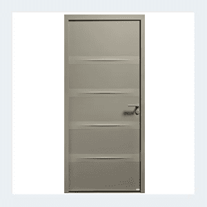 Porte d'entrée mixte alu/bois - Modèle Dune mixte - Gris perle RAL 2800