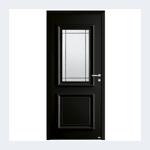 Porte d'entrée mixte alu/bois - Modèle Isaac mixte - Noir texturé RAL 9005