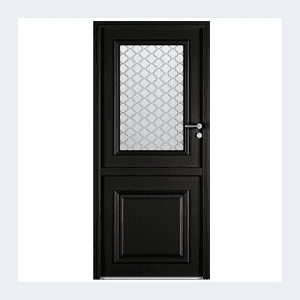 Porte d'entrée mixte alu/bois - Modèle Bocage 2 - Noir texturé RAL 9005