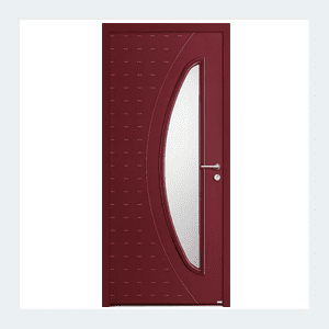 Porte d'entrée mixte alu/bois - Modèle Gaïa mixte - Rouge texturé RAL 3004