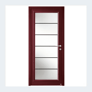 Porte d'entrée mixte alu/bois - Modèle Léry mixte - Rouge texturé RAL 3004