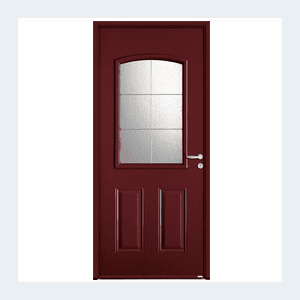 Porte d'entrée acier - Modèle Portland - Rouge texturé RAL 3004