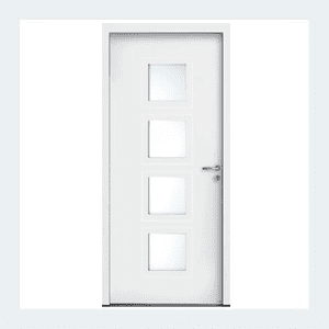 Porte d'entrée mixte alu/bois - Modèle Marsa mixte - Blanc RAL 9016