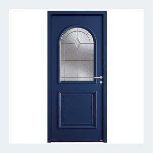 Porte d'entrée mixte alu/bois - Modèle Montréal mixte - Bleu RAL 5003