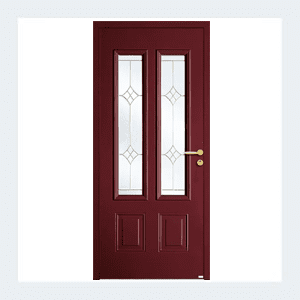 Porte d'entrée mixte alu/bois - Modèle Minnésota mixte - Rouge RAL 3004